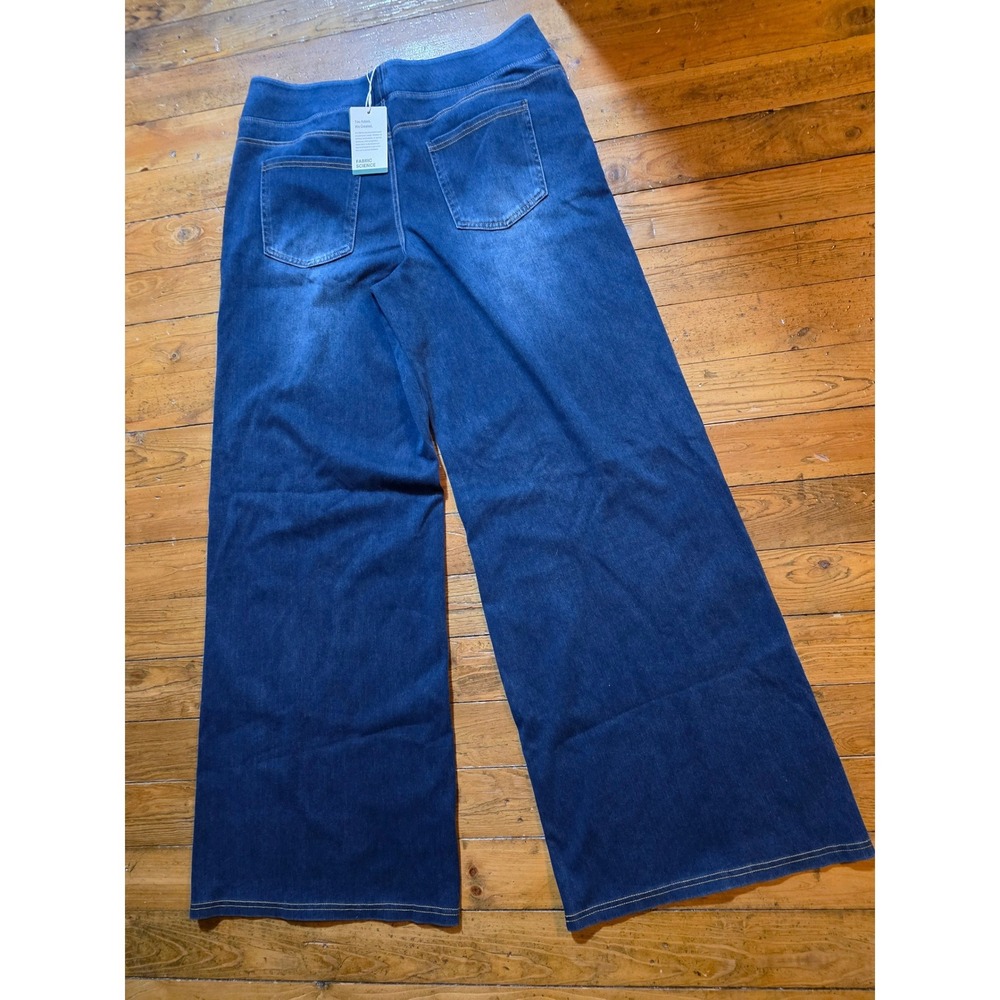 Halara Patitoff Pet Hair Resistant Wide Leg Jeans XL Tall Dark Wash Pull On - Picture 3 of 3